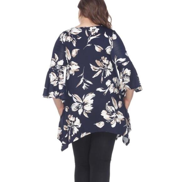 White Mark Blanche Tunic Top Scoop 3/4 Sleeves, women’s shirt navy size M - Picture 5 of 15